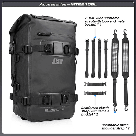 Bolso para moto Rhinowalk MT2215 15 litros impermeable