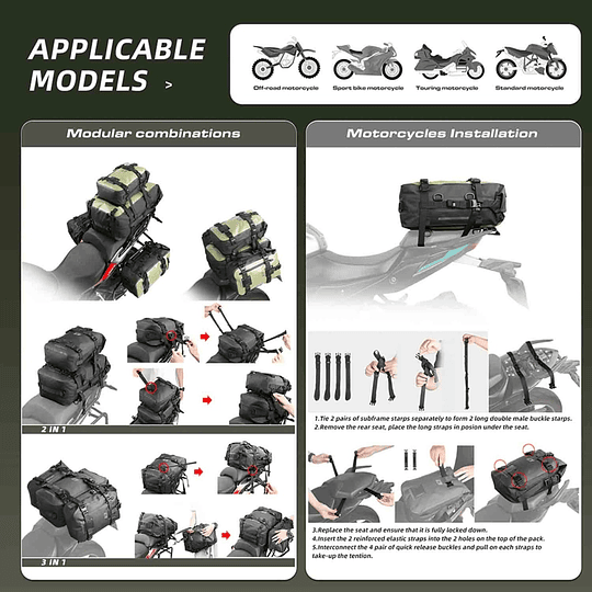 Bolso para moto Rhinowalk MT2215 15 litros impermeable