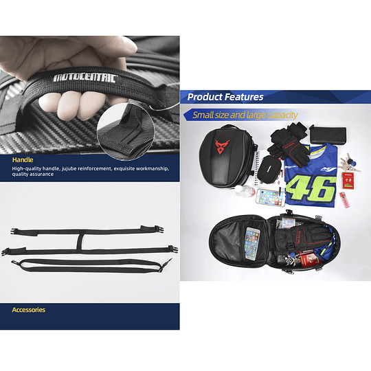 Bolso estanque y cola para moto motocentric expandible de 8 a 11.5 litros 11-MC-0079