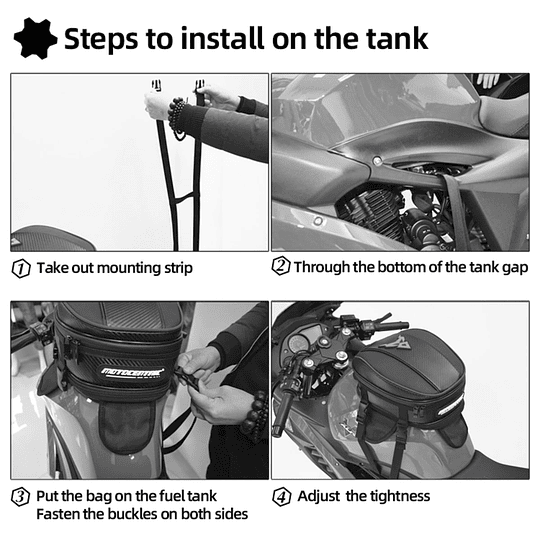 Bolso estanque y cola para moto motocentric expandible de 8 a 11.5 litros 11-MC-0079