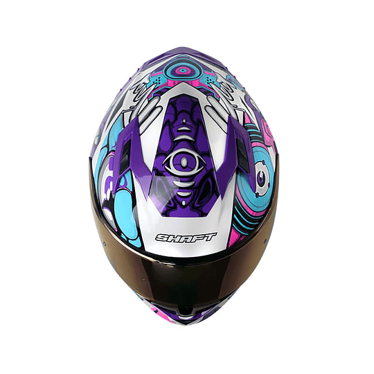 Casco moto shaft 522 sp comic monster bl brillo mr integral