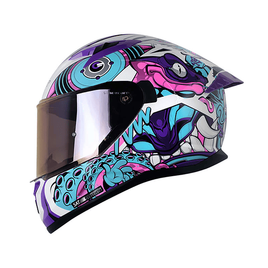 Casco moto shaft 522 sp comic monster bl brillo mr integral