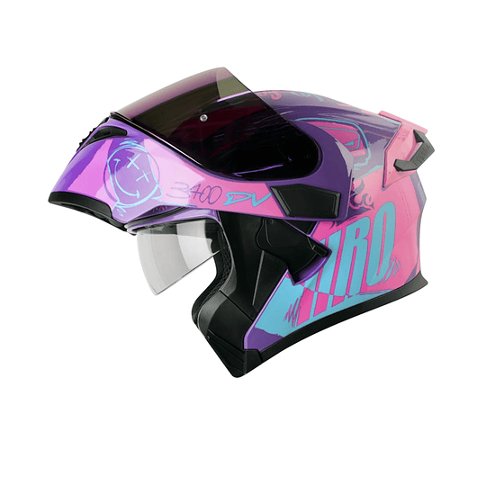 Casco Moto Hro 3400dv razor mr fc Abatible Sun Visor Certificación Dot