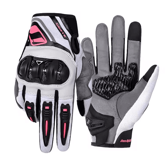 Guantes para moto ones again mg28 rosa con protecciones touch