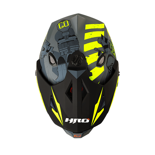 Casco moto hro mx-330dv space race gr.os am.n multiproposito
