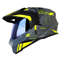 Casco moto hro mx-330dv space race gr.os am.n multiproposito