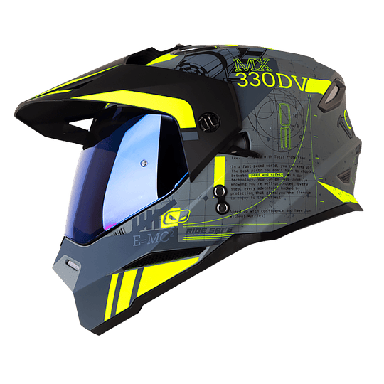 Casco moto hro mx-330dv space race gr.os am.n multiproposito
