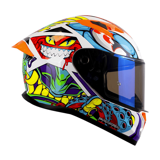 Casco moto shaft 522 sp comic monster bl brillo nj.n integral