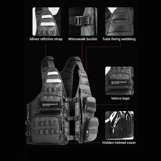 Chaleco utilitario para moto Rhinowalk MT1012 Multi función outdoor