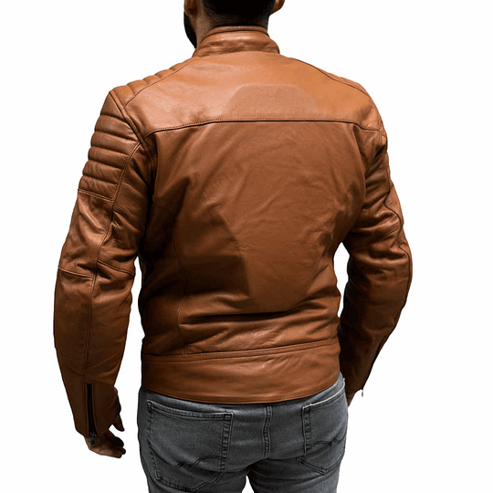 Chaqueta para moto armad gear falcon cuero cafe