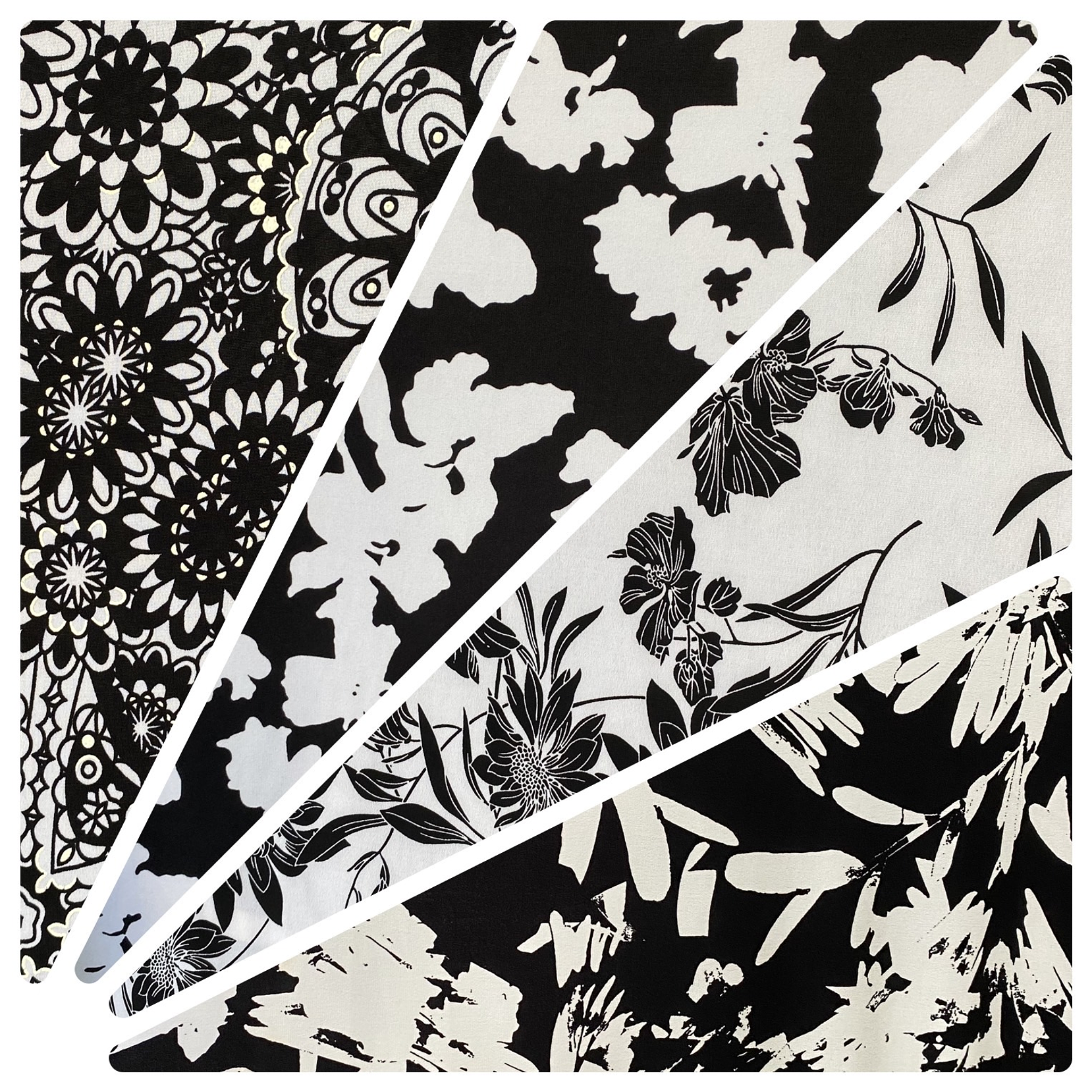 Lycra Fria Flores Blanco y Negro 1