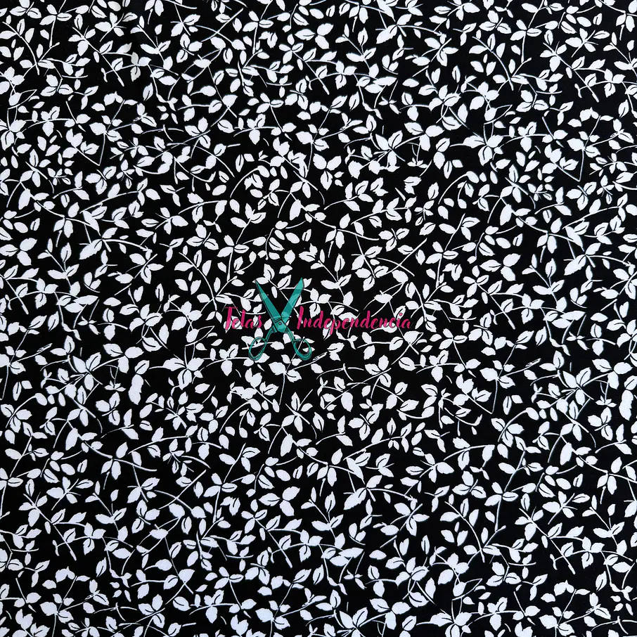 Lycra Fria Flores Blanco y Negro 5