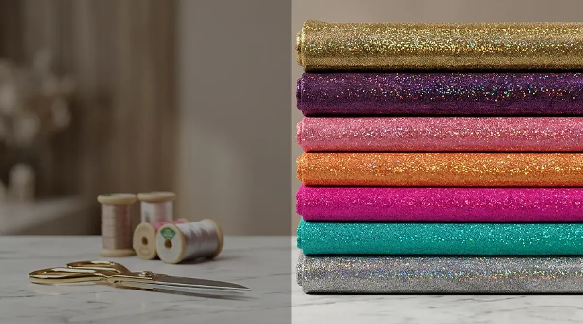 Telas brillantes y holográficas con glitter por metro para trajes y disfraces