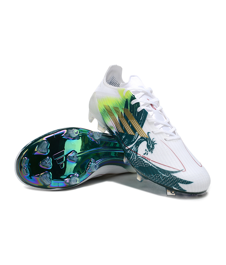  F50 Elite Laceless FG para terreno firme - Blanco/Verde/Amarillo