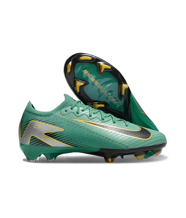 Air Zoom Mercurial Vapor 16 Elite FG Color Verde Detalles Dorados