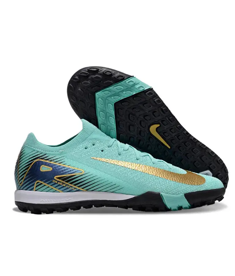 Mercurial Vapor 16 Academy TF Aguamarina Detalles Dorado