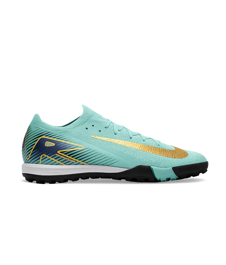 Mercurial Vapor 16 Academy TF Aguamarina Detalles Dorado