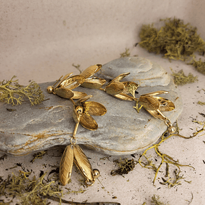 Brincos Pendentes Folhas em Aço