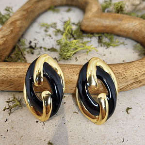 Brincos Elo em Aço Preto