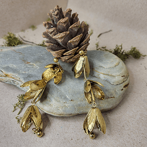 Brincos Pendentes Folhas em Aço 