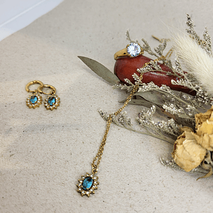 Conjunto vintage em aço cristal turquesa