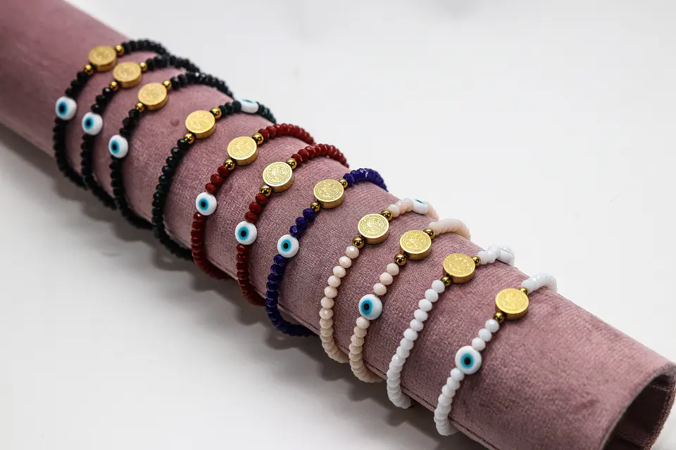 Pulseira de Cristal com São Bento e Olho Turco 2