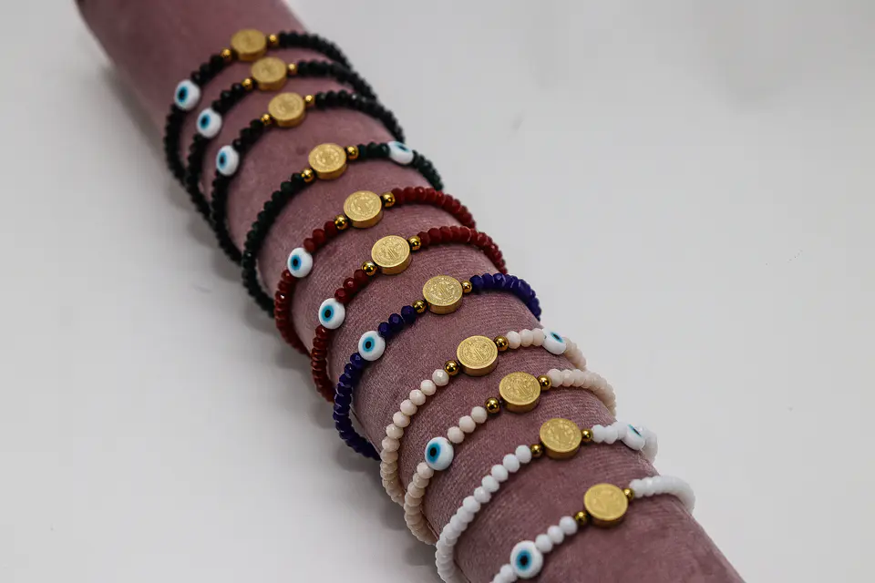 Pulseira de Cristal com São Bento e Olho Turco 4