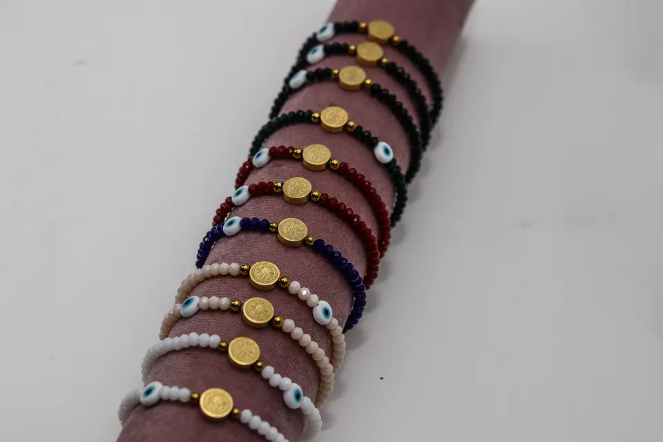 Pulseira de Cristal com São Bento e Olho Turco 5