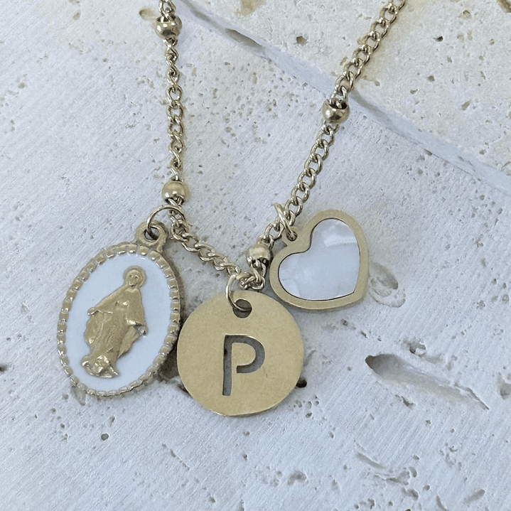 Colar Proteção Nossa Senhora das Graças com Inicial  15