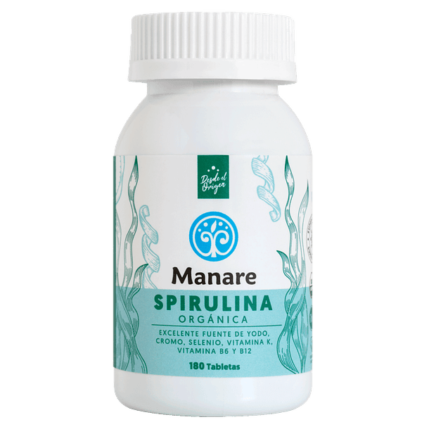 Spirulina orgánica 180 tabletas Manare 1