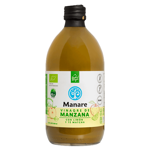 Vinagre de Manzana con Matcha y Limón Orgánico 500 ml Manare