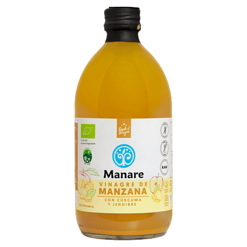 Vinagre de Manzana con Cúrcuma y Jengibre Orgánico 500ml Manare