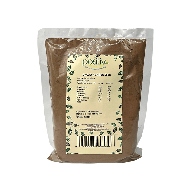 Cacao amargo 250gr Positiv 1