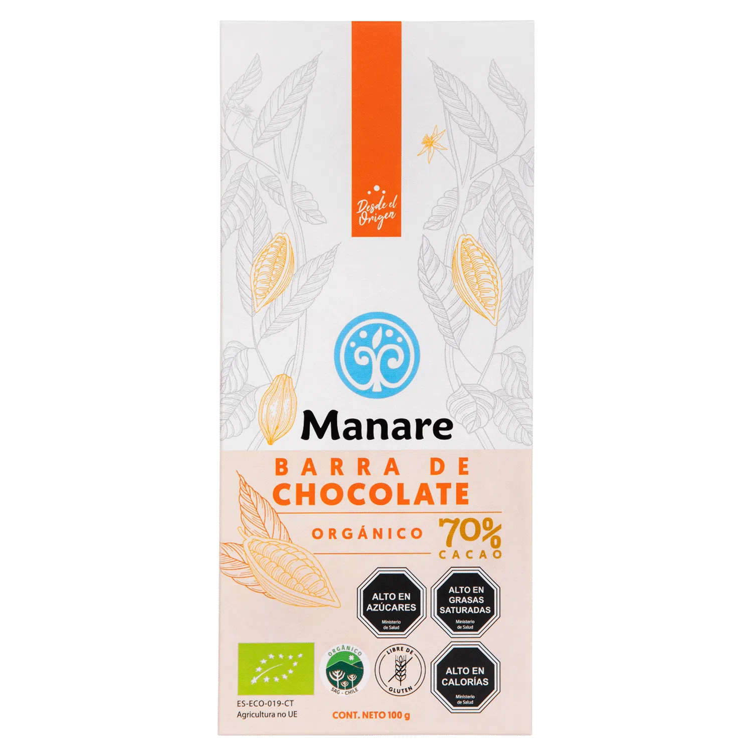 Barra de Chocolate 70% cacao (100g) Manare