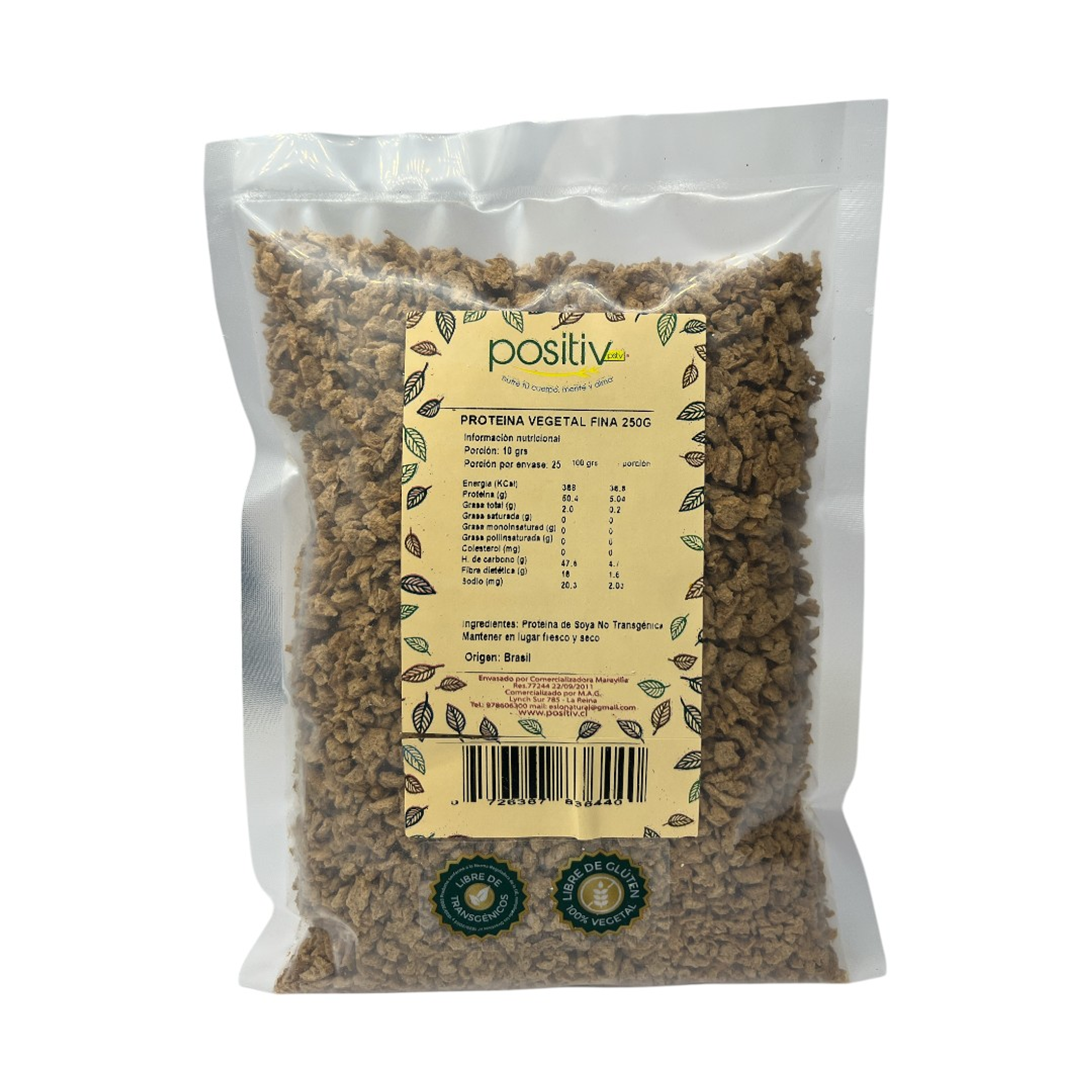 Proteína de Soya Fina No transgénica 250gr Positiv 1