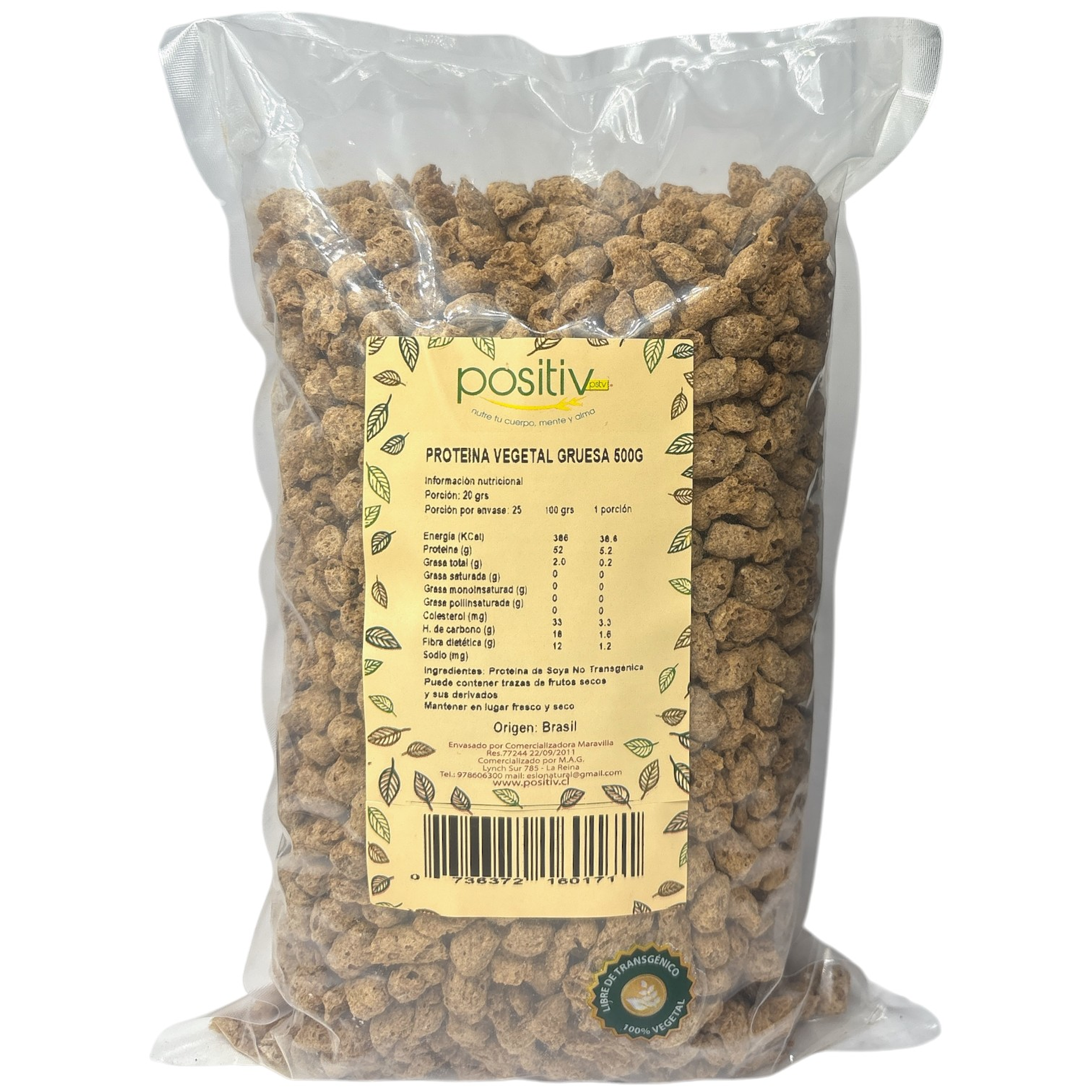 Proteína de Soya Gruesa No transgénica 500gr Positiv 1