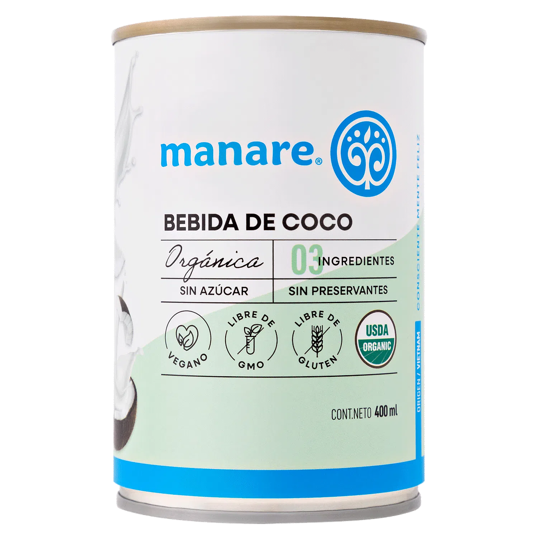 Leche de Coco Orgánica 400ml Manare 1