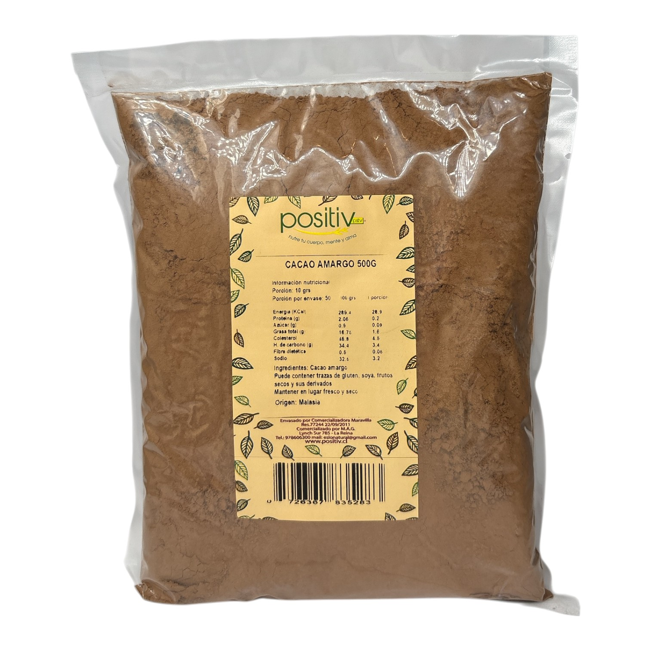 Cacao amargo 500gr Positiv 1