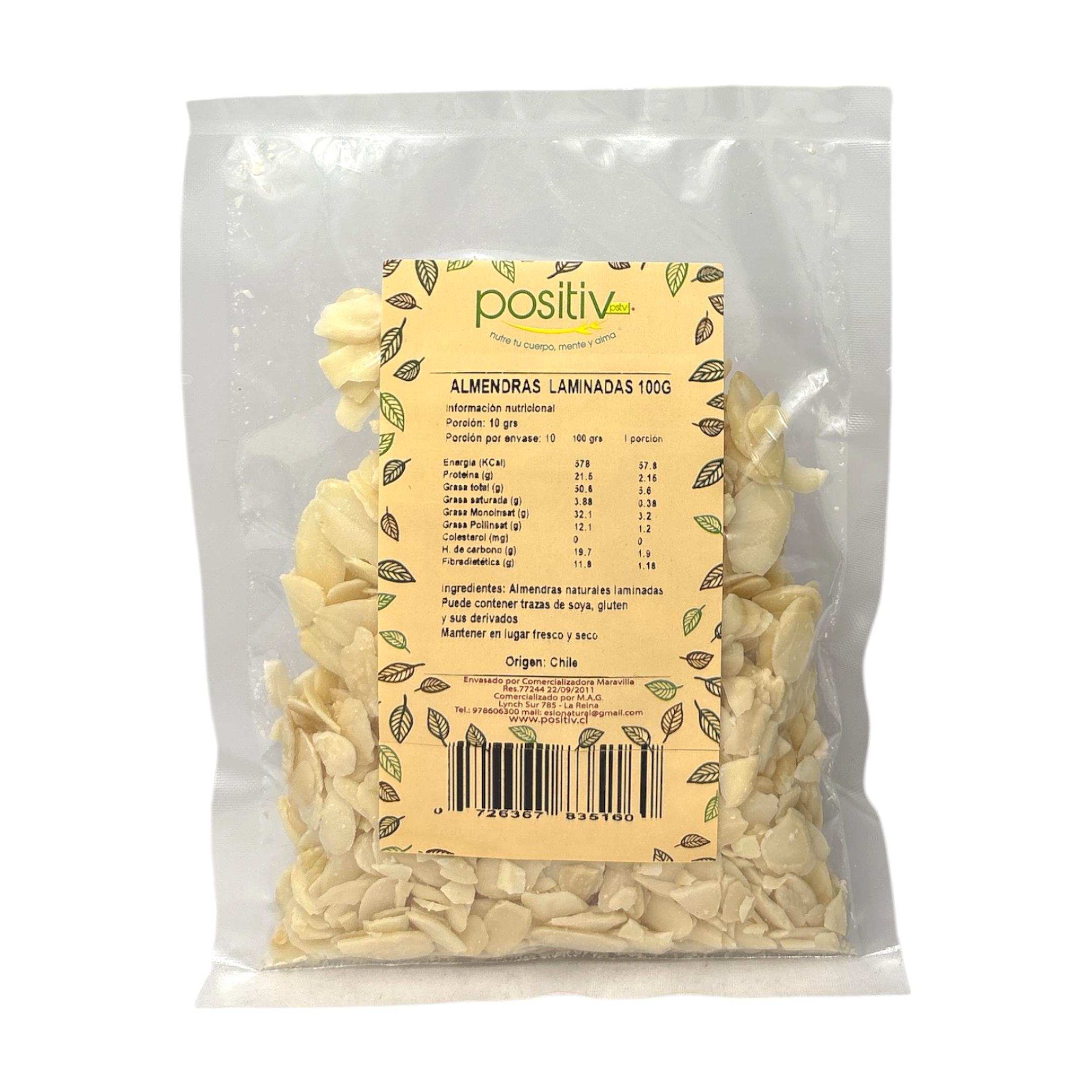 Almendras laminadas 100gr Positiv 1