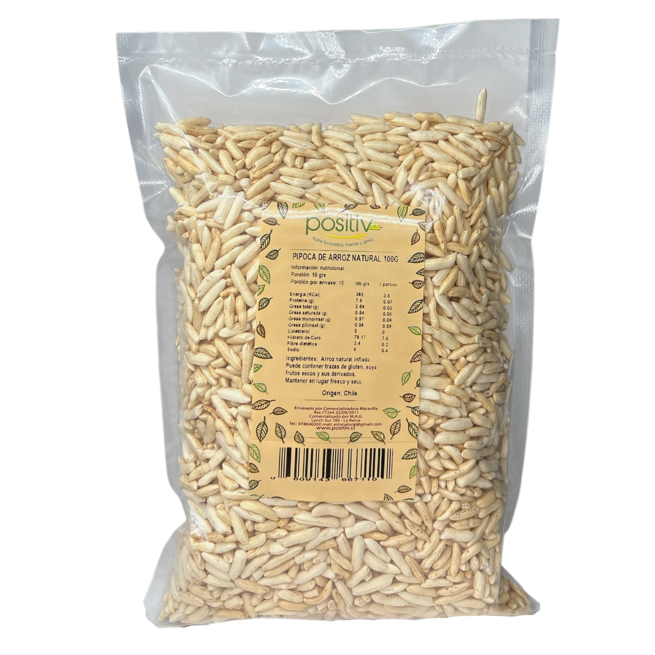 Pipoca de Arroz con stevia 100gr Positiv 1