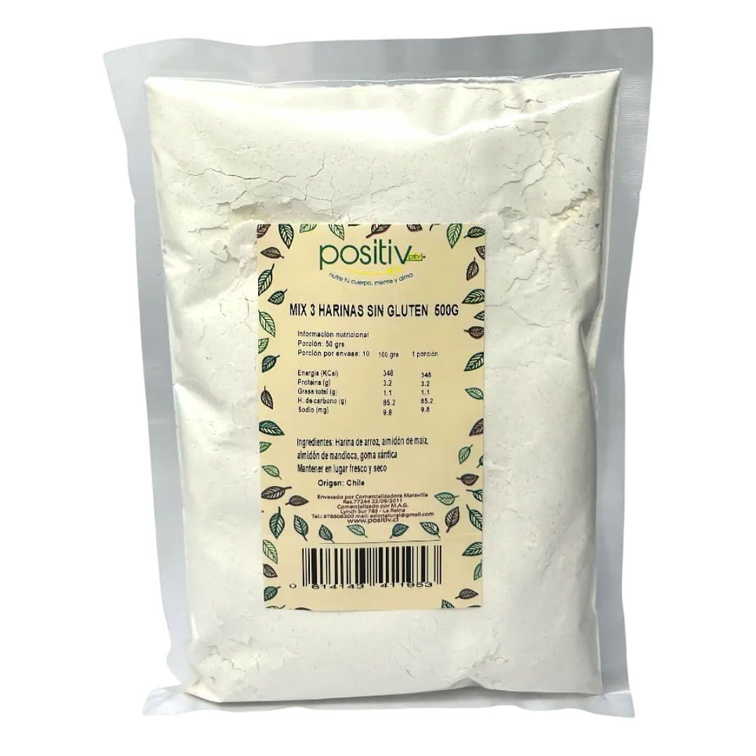Mix Tres Harinas sin gluten 500gr Positiv 1