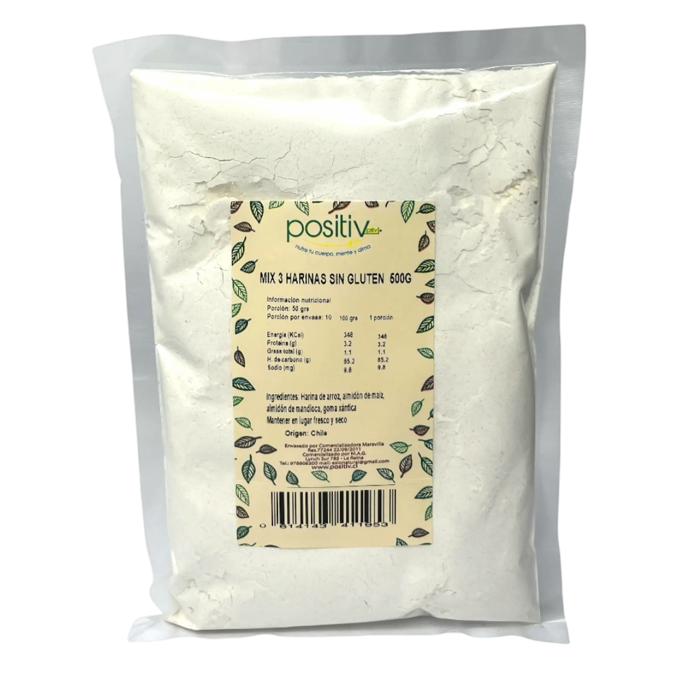 Mix Tres Harinas sin gluten 500gr Positiv 1