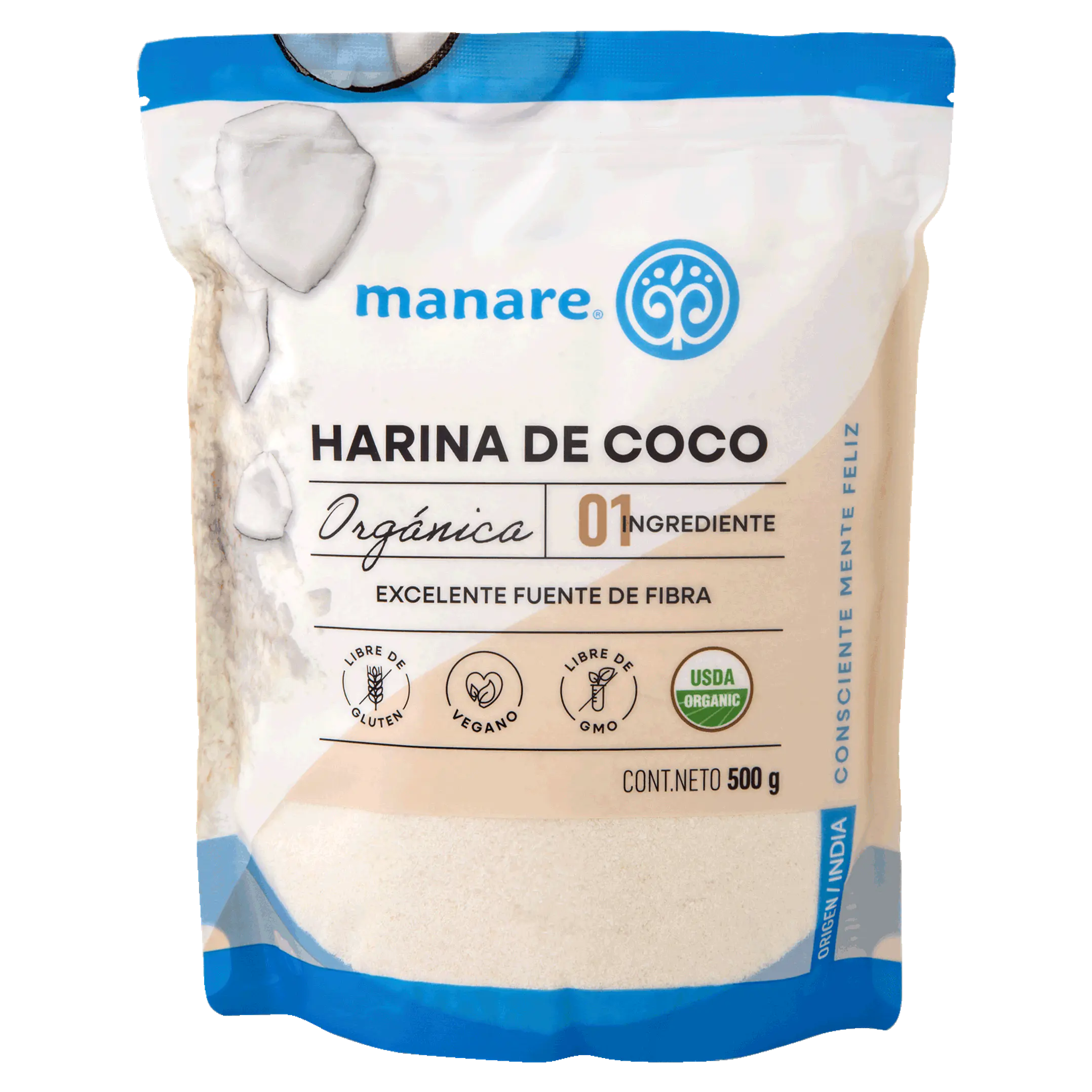 Harina de coco orgánica 500gr Manare 1