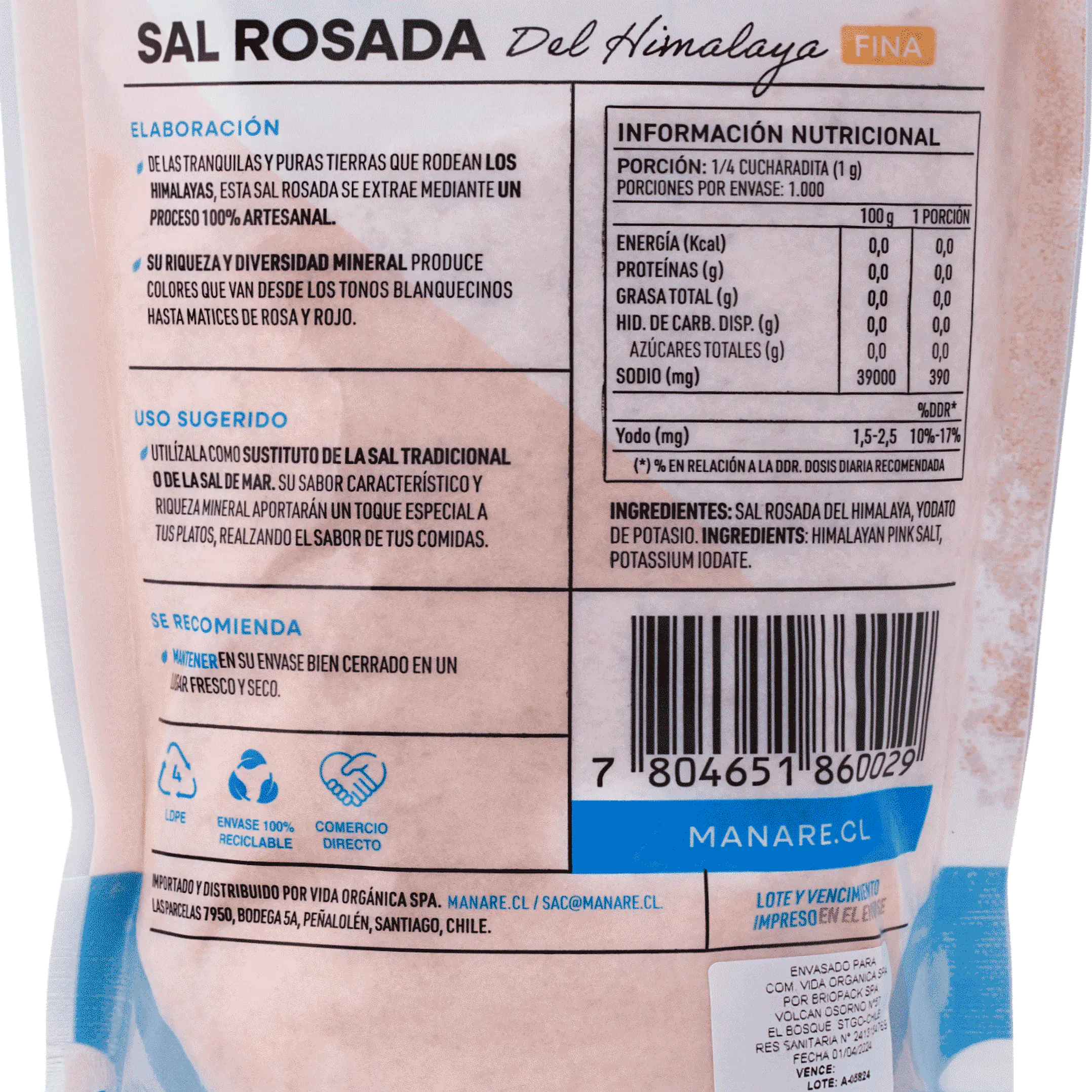 Sal rosada del Himalaya fina 1kg Manare 3