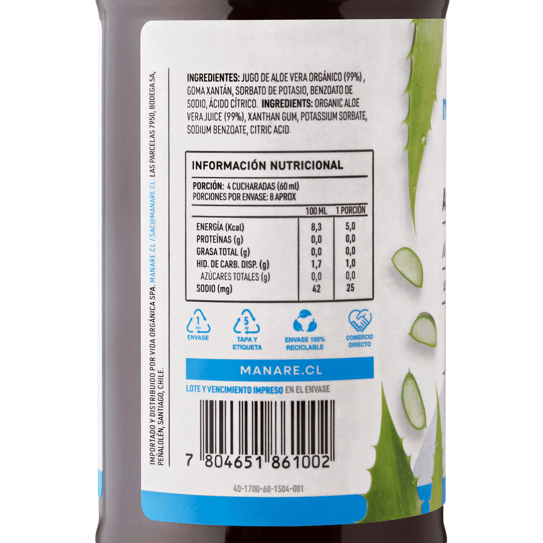 Aloe vera gel 473ml Manare 2