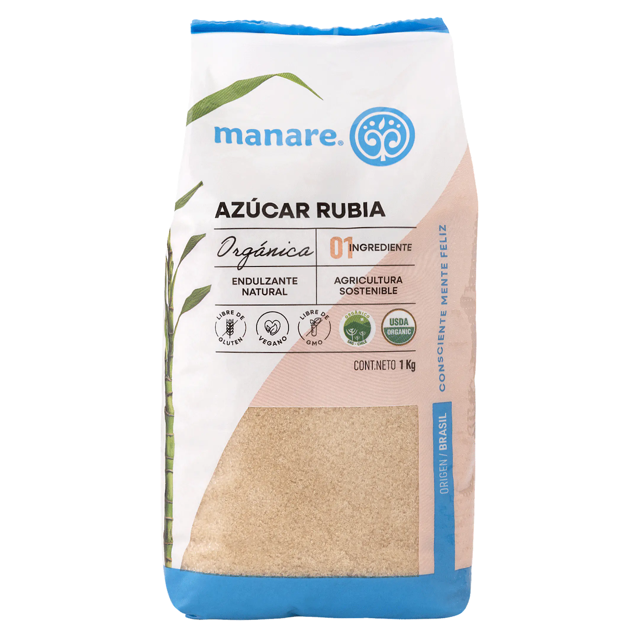 Azúcar Rubia Orgánica 1kg Manare 1