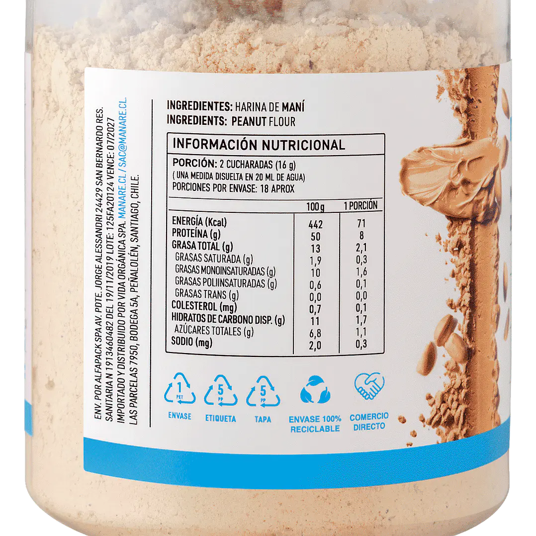 Mantequilla de Maní en Polvo 300g Manare 2
