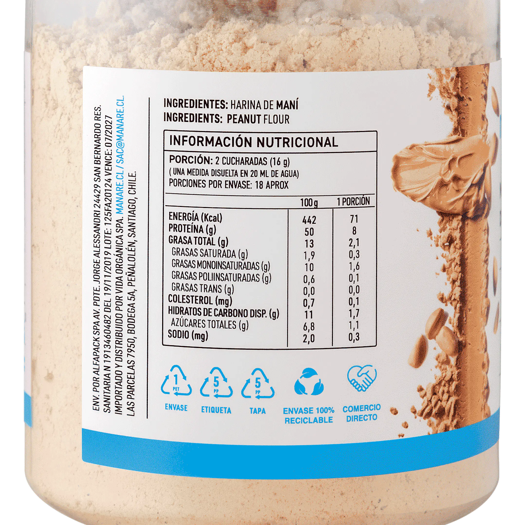 Mantequilla de Maní en Polvo 300g Manare 2