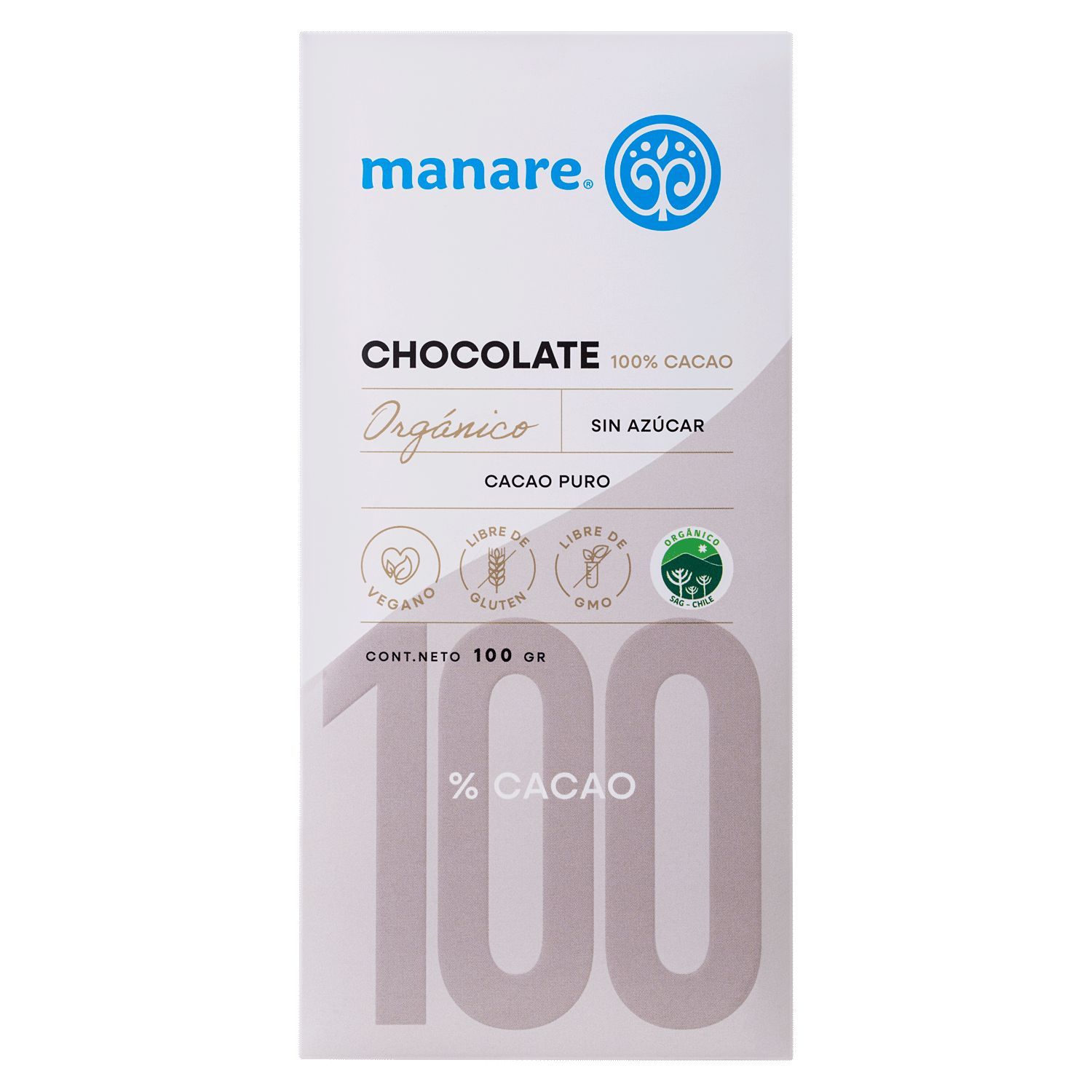 Barra de Chocolate 100% Cacao (100g) Manare