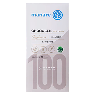Chocolate 100% Cacao Orgánico 100gr Manare